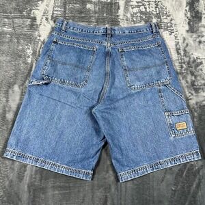 Y2K Chaps Ralph Lauren Blue Washed Baggy Denim Shorts - size 33 waist